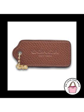 COACH HANG TAG Bag Charm Keychain Fob New York Saddle Brown Pebbled Leather 2.25